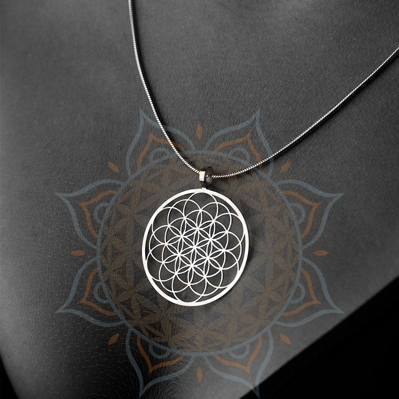 grand bijou médaille pendentif fleur de vie OR