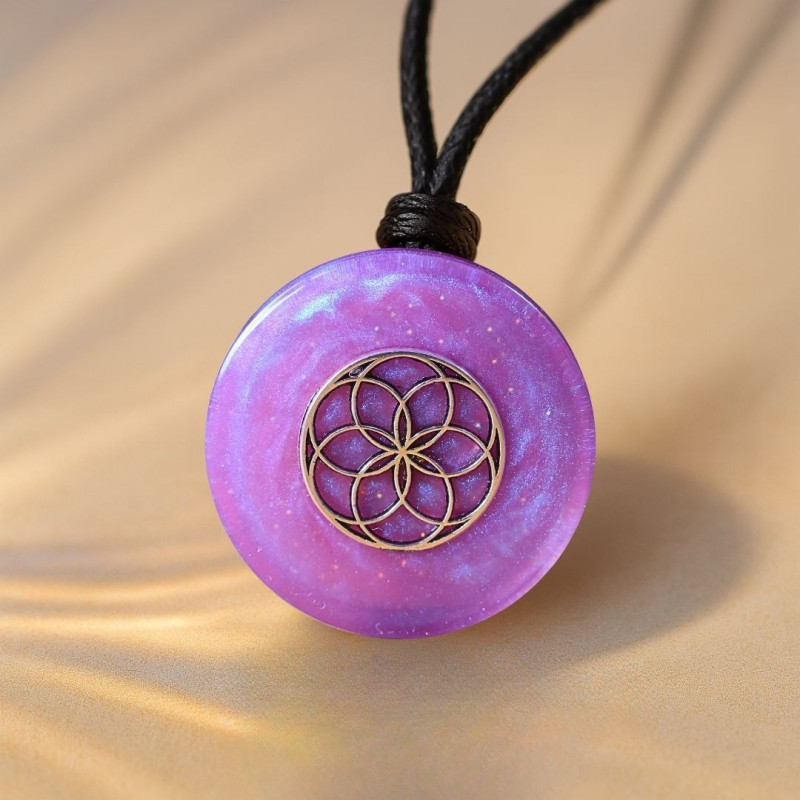 Mini pendentif Orgonite Premium spécial avec Graine de Vie métallique