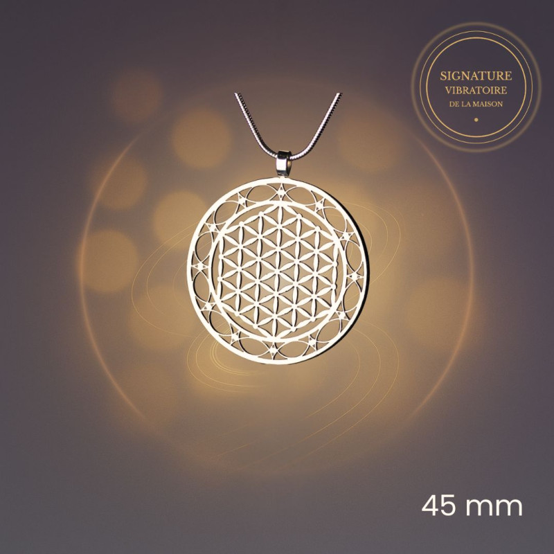 pendentif fleur de vie double contour acier inoxydable informé en biorésonance