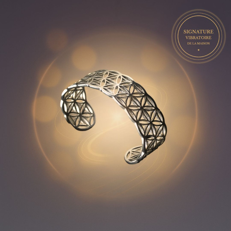 Bracelet Fleur de Vie fin en acier inoxydable – bijou géométrie sacrée signature vibratoire